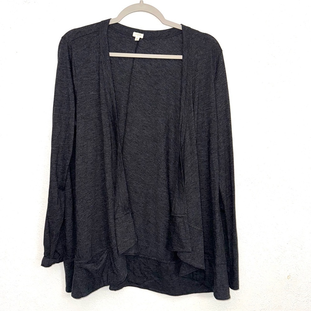 J. Crew Open Front Charcoal Grey Cardigan Size Large